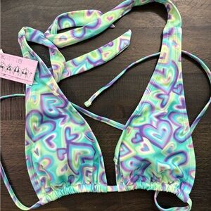 Wild Fable Colorful Heart Pattern Bikini Top